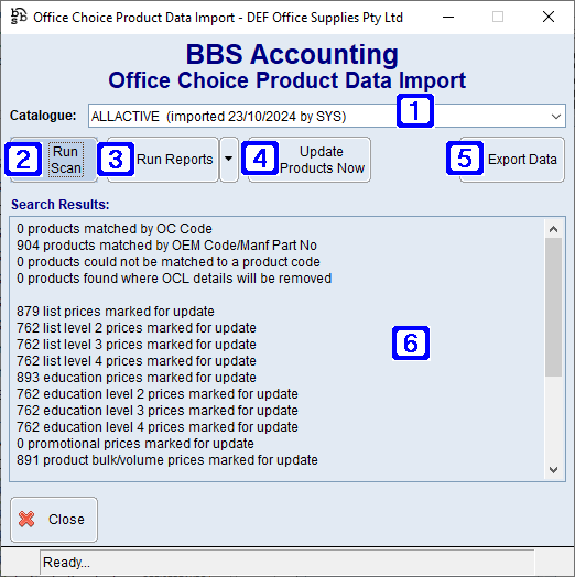 Office Brands Product Data Import Screen