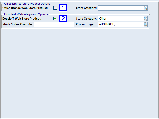 Product Masterfile Maintenance eCommerce Integrations Tab Screen
