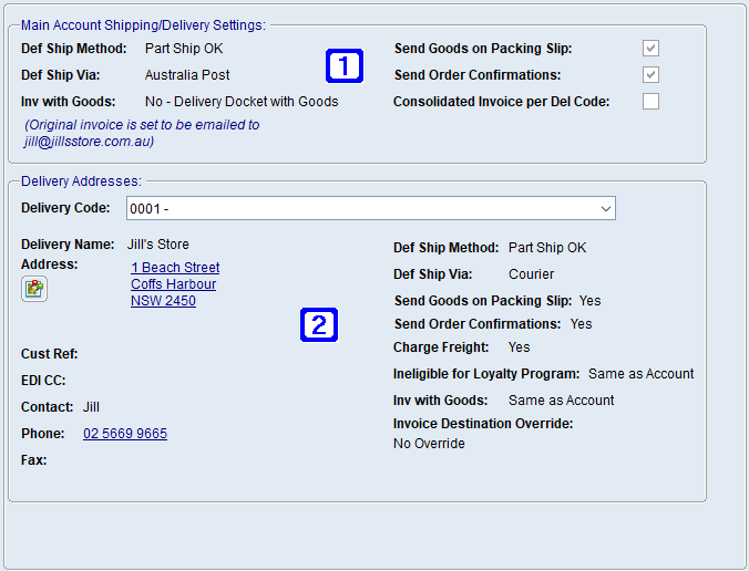 Shipping/Delivery Tab Screen