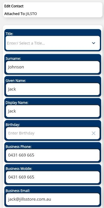 Add/Edit Contact Window Add/Edit Contact Window
