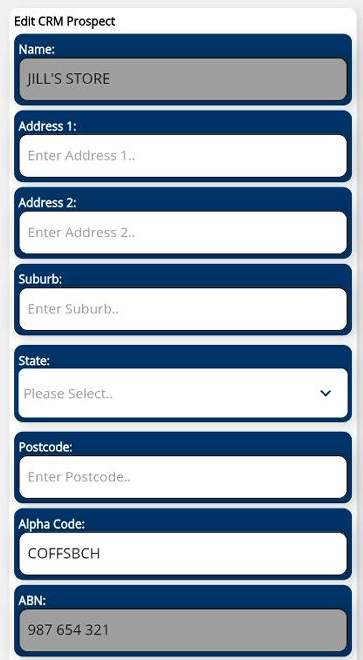 Edit Customer/Prospect Screen Edit Customer/Prospect Screen
