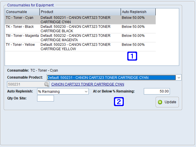 Equipment Masterfile Maintenance - Consumables Tab Screen Equipment Masterfile Maintenance - Consumables Tab Screen