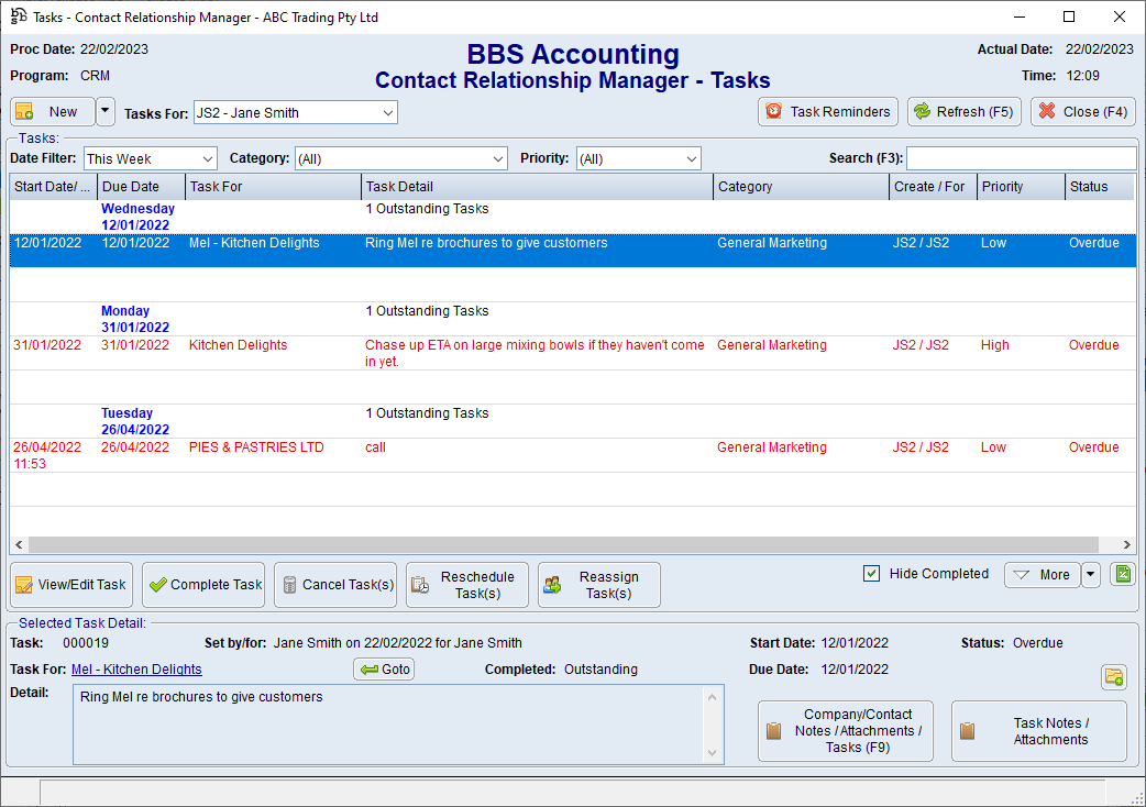 Contact Relationship Manager - Tasks Screen Contact Relationship Manager - Tasks Screen