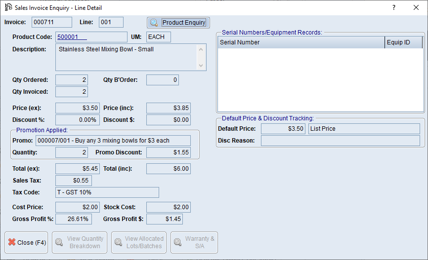Sales Invoice Enquiry - Line Detail Screen Sales Invoice Enquiry - Line Detail Screen