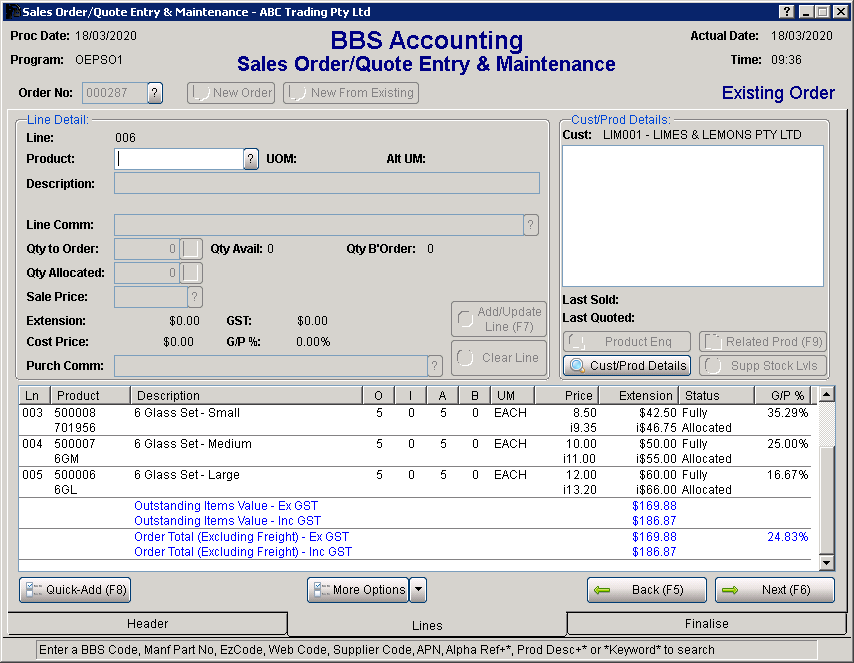 Sales Order List boxes