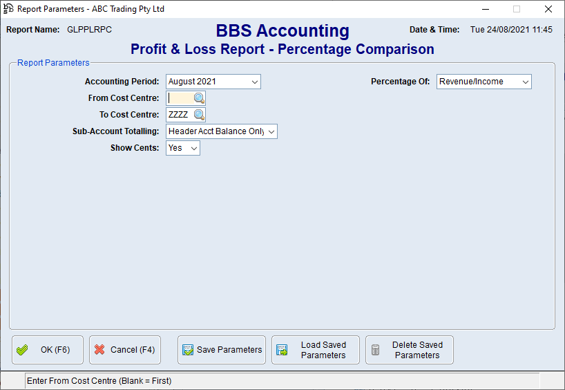 Profit & Loss - Percentage Comparison Report Screen Profit & Loss - Percentage Comparison Report Screen